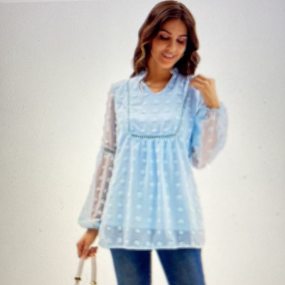 Woman’s blouse, long sleeves.  Swiss dots.  NWT.  Smoke fee, pet free home. - Picture 6 of 7